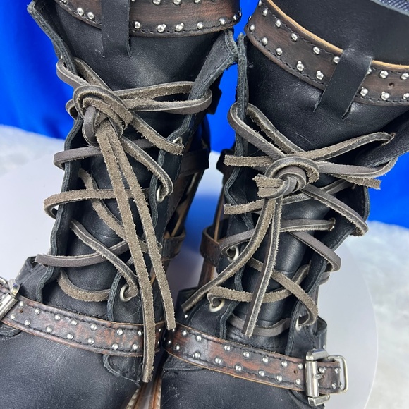 •NWT/NEW!! |•FREEBIRD BY STEVEN•| CHEYENNE Black & Brown Leather Booties Size 8 - Picture 14 of 16